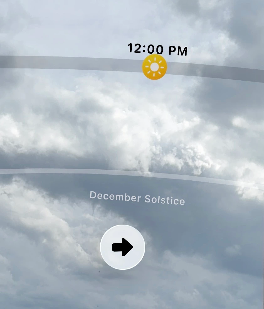 December Solstice path in SunCast AR view