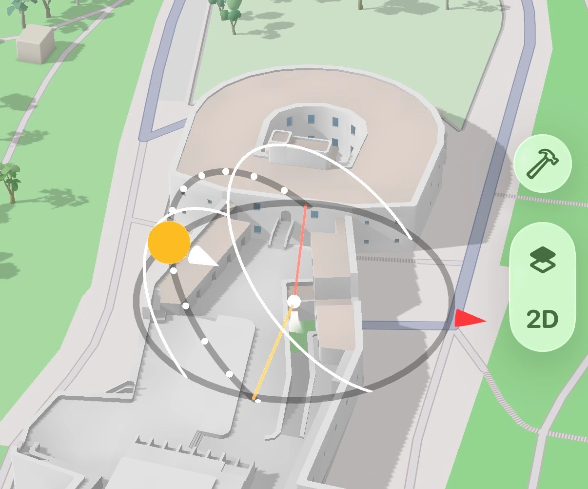 Solstice sun paths on the SunCast map