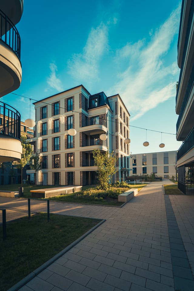 Sunlit residential building